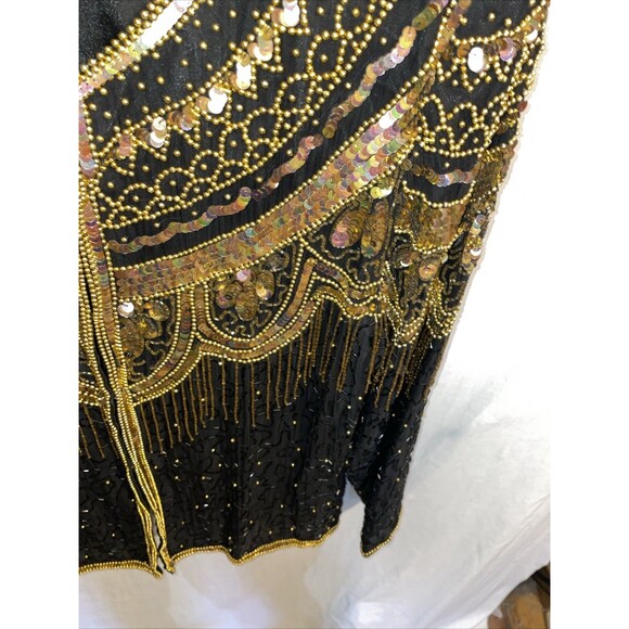 Jean For Joseph Le Bon Women’s Dressy Jacket Size XL Black Gold Beaded Sequined - Picture 7 of 12